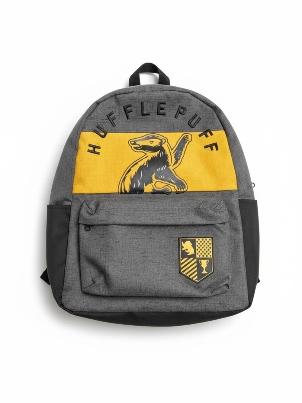 Harry Potter Hufflepuff House Crest Backpack Gray Yellow Bookbag